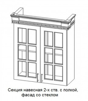 Секция навесная 2-х ств. с полкой "Верона", фасад со стеклом (800) в Глазове - glazov.ok-mebel.com | фото