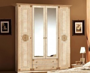 Шкаф 4-х дверный с зеркалами (02.144) Рома (беж) в Глазове - glazov.ok-mebel.com | фото