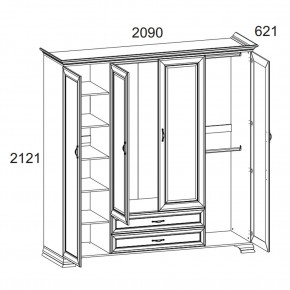 Шкаф 4D2S Z, TIFFANY, цвет вудлайн кремовый в Глазове - glazov.ok-mebel.com | фото 1