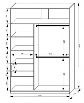 Шкаф-купе 1600 серии SOFT D8+D2+B2+PL4 (2 ящика+F обр.штанга) профиль «Графит» в Глазове - glazov.ok-mebel.com | фото 2