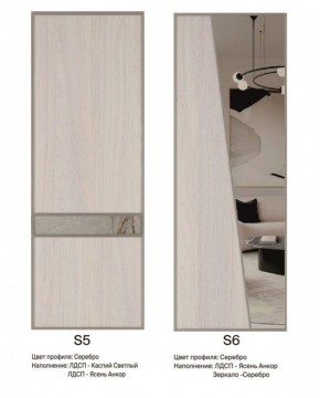 Шкаф-купе 1700 серии SILVER S5+S5+B2+PL3 (2 ящика+2 штанги) профиль «Серебро» в Глазове - glazov.ok-mebel.com | фото 11