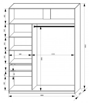 Шкаф-купе 1800 серии SOFT D1+D3+B2+PL1 (2 ящика+1штанга) профиль «Графит» в Глазове - glazov.ok-mebel.com | фото 3