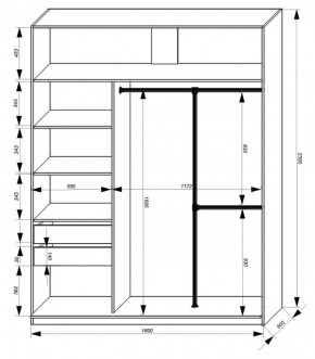 Шкаф-купе 1800 серии SOFT D8+D2+B2+PL4 (2 ящика+F обр.штанга) профиль «Графит» в Глазове - glazov.ok-mebel.com | фото 3