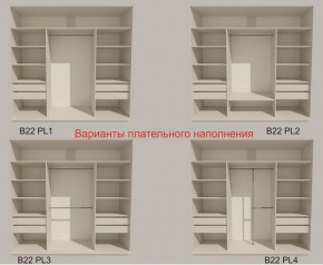 Шкаф-купе 2400 серии SOFT D7+D3+D3+B22+PL4 (по 2 ящика лев/прав+2штанги) профиль «Капучино» в Глазове - glazov.ok-mebel.com | фото 6