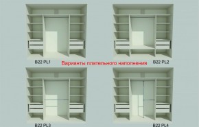 Шкаф-купе 2450 серии NEW CLASSIC K6Z+K1+K6+B22+PL2 (по 2 ящика лев/прав+1 штанга+1 полка) профиль «Капучино» в Глазове - glazov.ok-mebel.com | фото 6