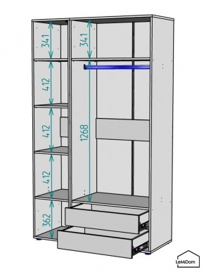 Шкаф Linnea MHR-3PO-2 2050х1200х510 (Белый-М 11.1.2) в Глазове - glazov.ok-mebel.com | фото 3