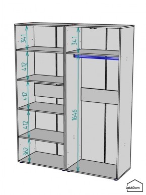Шкаф Linnea MHR-4-1 2050х1600х510 (Графит-М 11.1.25) в Глазове - glazov.ok-mebel.com | фото 3