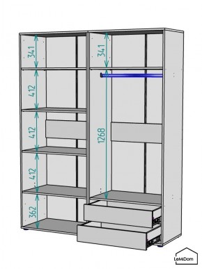 Шкаф Linnea MHR-4-2 2050х1600х510 (Белый-М 11.1.2) в Глазове - glazov.ok-mebel.com | фото 3