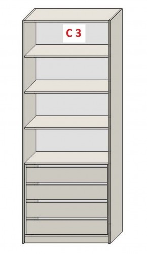 Шкаф СТАНДАРТ С3 4 ящика серия "ГЕСТИЯ" (Бело-серый/Дуб Небраска натуральный ) 800*520*2300 в Глазове - glazov.ok-mebel.com | фото 2
