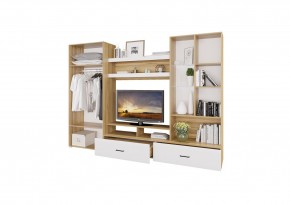 Стенка НЕНСИ 1 (Крафт золотой/Белый глянец) в Глазове - glazov.ok-mebel.com | фото 2