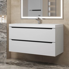 Тумба под раковину Uperwood Tanos 100 см, подвесная, белая/графит в Глазове - glazov.ok-mebel.com | фото