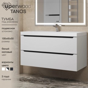 Тумба под раковину Uperwood Tanos 100 см, подвесная, белая/графит в Глазове - glazov.ok-mebel.com | фото 3