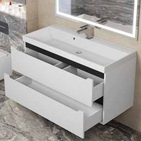 Тумба под раковину Uperwood Tanos 100 см, подвесная, белая/графит в Глазове - glazov.ok-mebel.com | фото 9