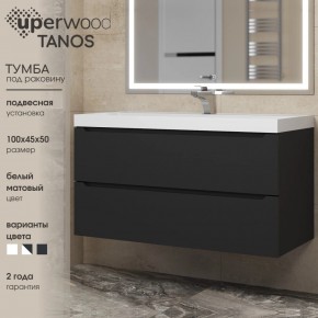 Тумба под раковину Uperwood Tanos 100 см, подвесная, черная матовая в Глазове - glazov.ok-mebel.com | фото 3