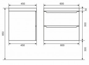Тумба под раковину Uperwood Tanos 60 см, подвесная, белая/графит в Глазове - glazov.ok-mebel.com | фото 6