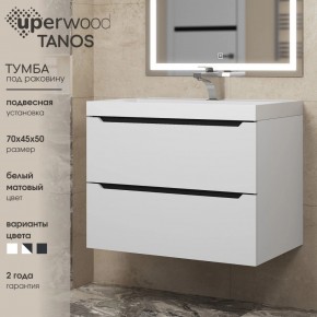 Тумба под раковину Uperwood Tanos 70 см, подвесная, белая/графит в Глазове - glazov.ok-mebel.com | фото 3