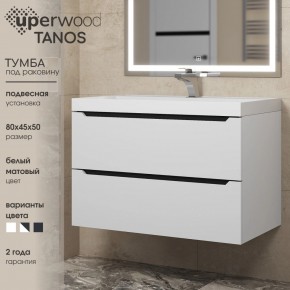 Тумба под раковину Uperwood Tanos 80 см, подвесная, белая/графит в Глазове - glazov.ok-mebel.com | фото 3
