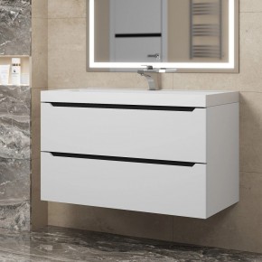 Тумба под раковину Uperwood Tanos 90 см, подвесная, белая/графит в Глазове - glazov.ok-mebel.com | фото