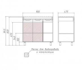 Тумба под умывальник Andrea 90 3D без ящика Домино (D37005T) в Глазове - glazov.ok-mebel.com | фото 2