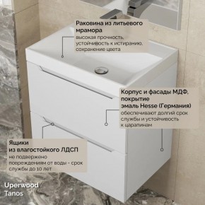 Тумба с раковиной Uperwood Tanos 50 см, подвесная, белая матовая в Глазове - glazov.ok-mebel.com | фото 6